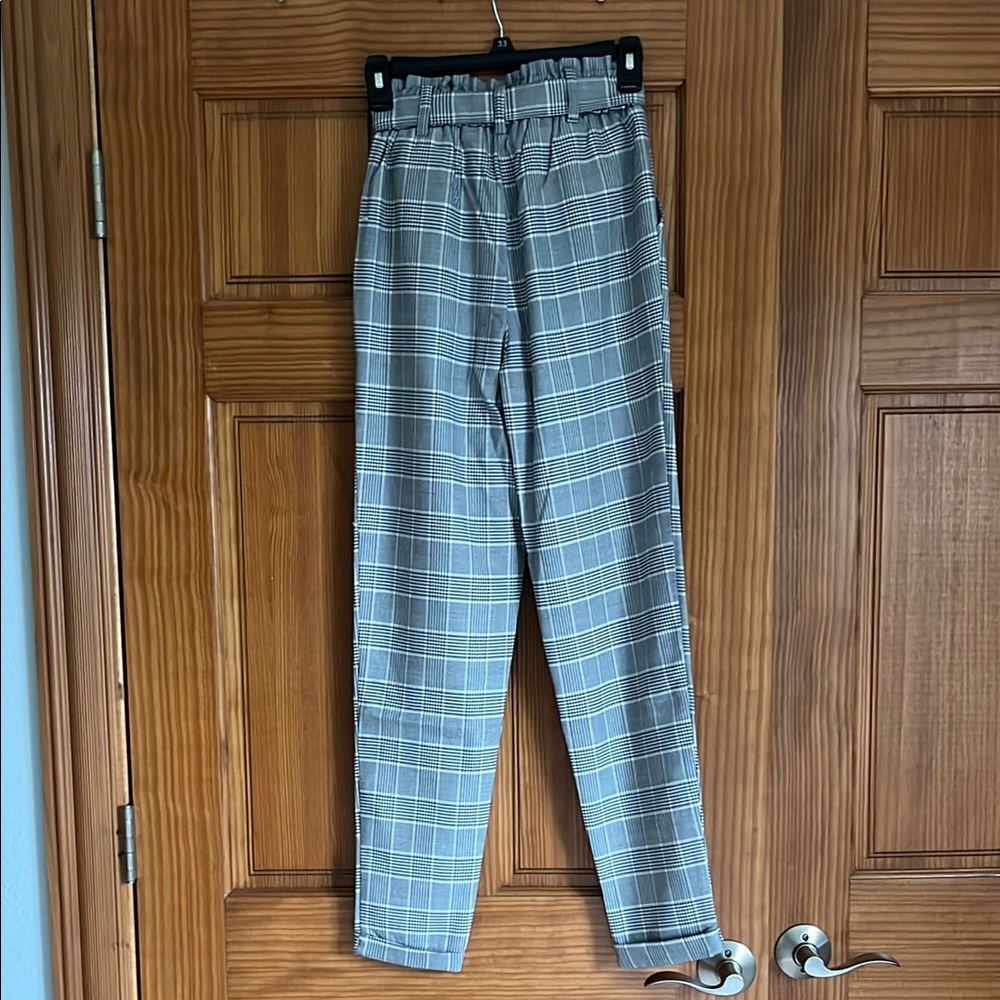 Gray Plaid High-Waisted Pants - Picture 5 of 7